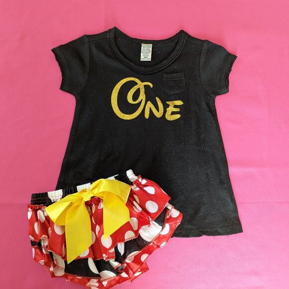 1st Birthday Outfit Baby Girl Minnie Set 18M NEW - Picture 1 of 6